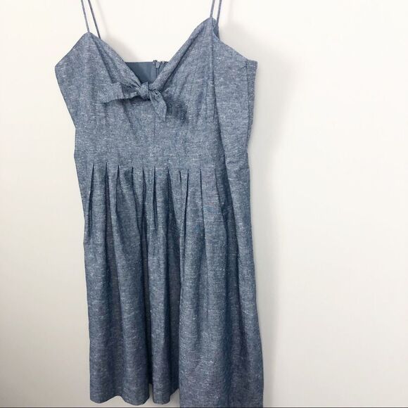 MADEWELL | NEW Tie Bow Front Denim Look Sleeveless Dress Women’s Size 14 - Picture 3 of 9